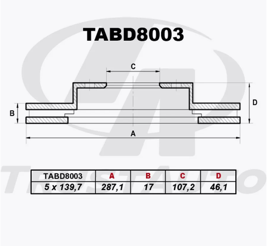 Диск тормозной TrustAuto TABD 8003