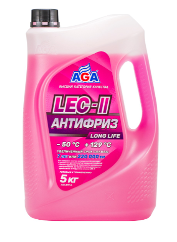 Антифриз AGA LEC-II LONG LIFE (розовый) 5л