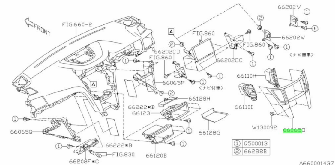 Рамка магнитолы SUBARU 66064AJ000