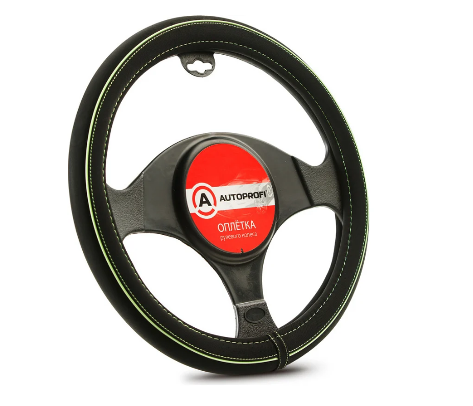 Оплётка руля AUTOPROFI AP-2020 BK/GREEN (S)