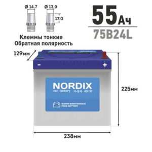 Аккумулятор NORDIX 75B24L 55Ah